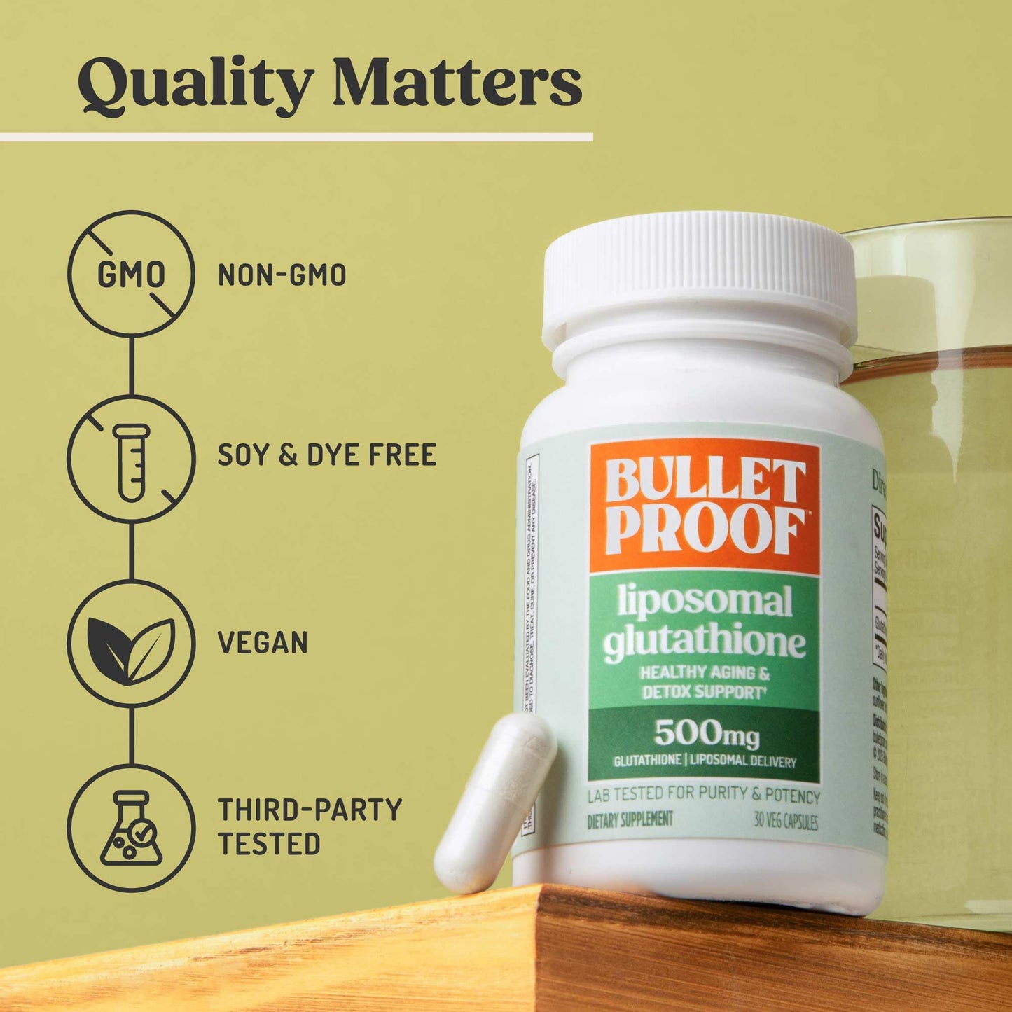 Bulletproof Liposomal Glutathione Force Antioxidant Capsules, 30 Count, Supplement for Liver & Immune Support, 30 Servings