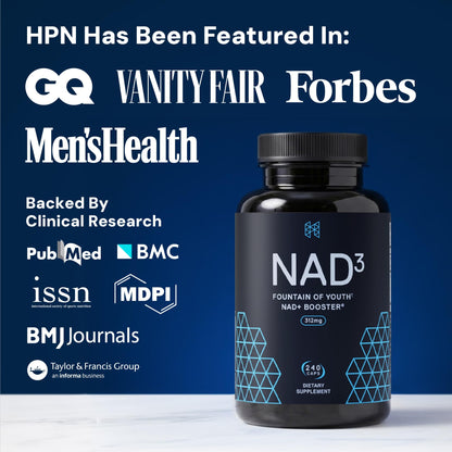 HPN NAD3 Clinical NAD+ Booster, Cellular Health & Natural Energy - NAD Supplement for Healthy Aging, Metabolic Support, NRF2 & Longevity, Nicotinamide Riboside & NMN Alternative, 120ct, 60-Day Supply