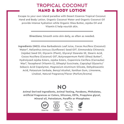 Desert Essence Organic Coconut Hand and Body Lotion 8 fl. oz.