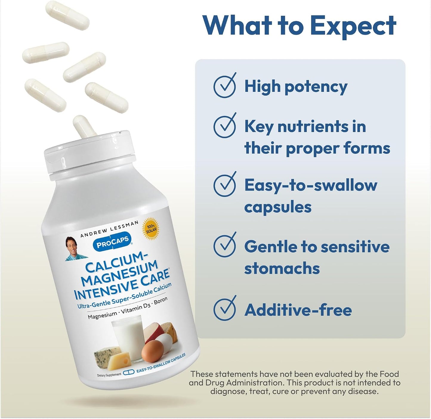 Andrew Lessman ProCaps Calcium Magnesium Intensive Care, 600 Capsules | Highly soluble calcium and magnesium formula that's gentle on sensitive stomachs while supporting bones, muscles and nerves.