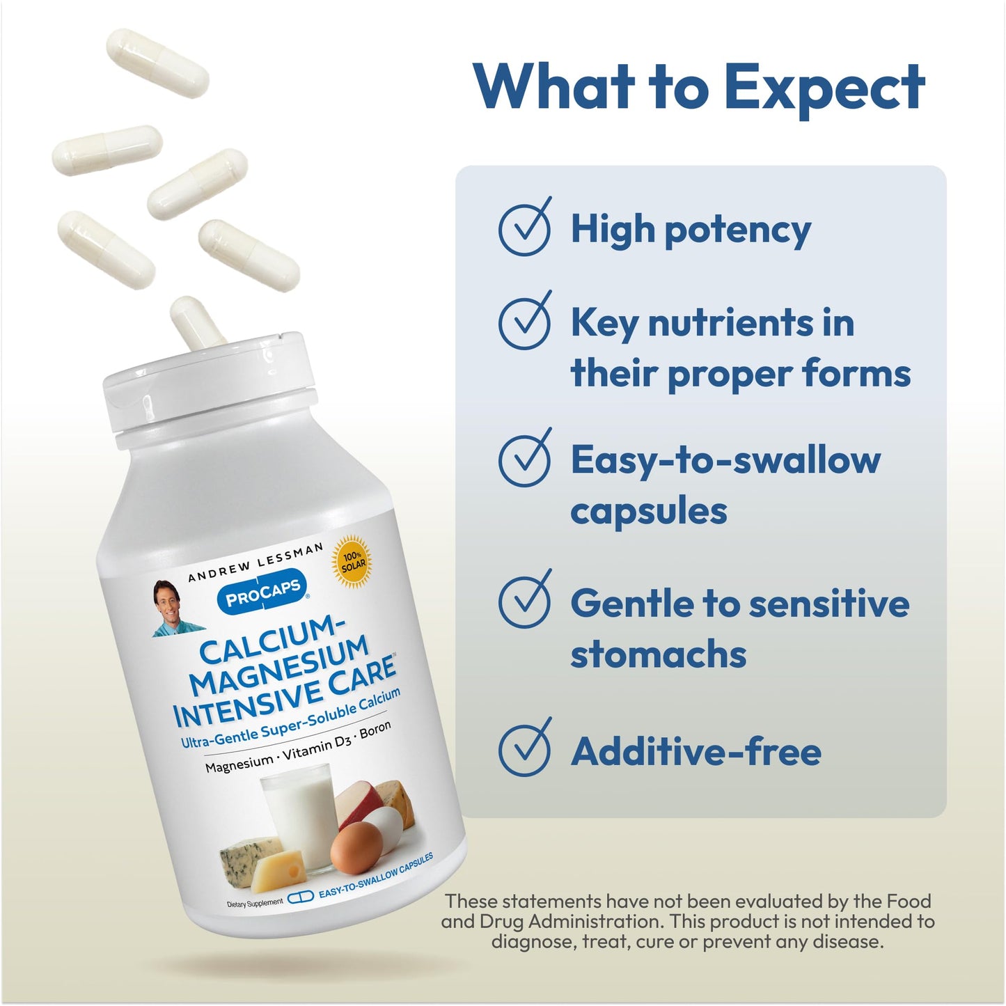 Andrew Lessman ProCaps Calcium Magnesium Intensive Care, 600 Capsules | Highly soluble calcium and magnesium formula that's gentle on sensitive stomachs while supporting bones, muscles and nerves.