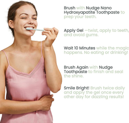 Nudge Advanced Teeth Whitening EnamelGuard Gel Pen, 2 ml, Powerful Whitening, Enamel Strengthening, Sensitivity Friendly Formula