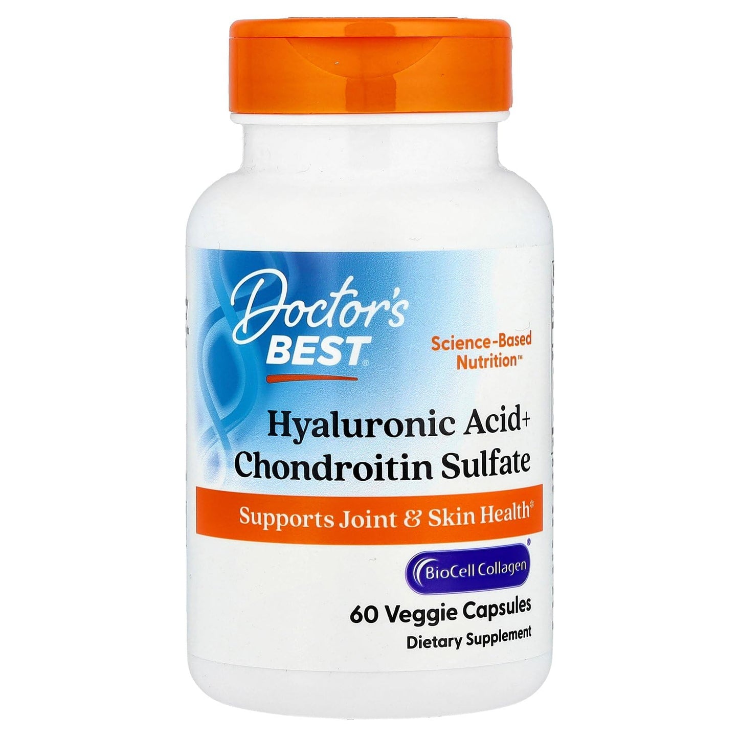 Doctor's Best Hyaluronic Acid with Chondroitin Sulfate, Featuring BioCell Collagen, Non-GMO, Gluten Free, Soy Free, Joint Support, 180 Count (Pack of 1)