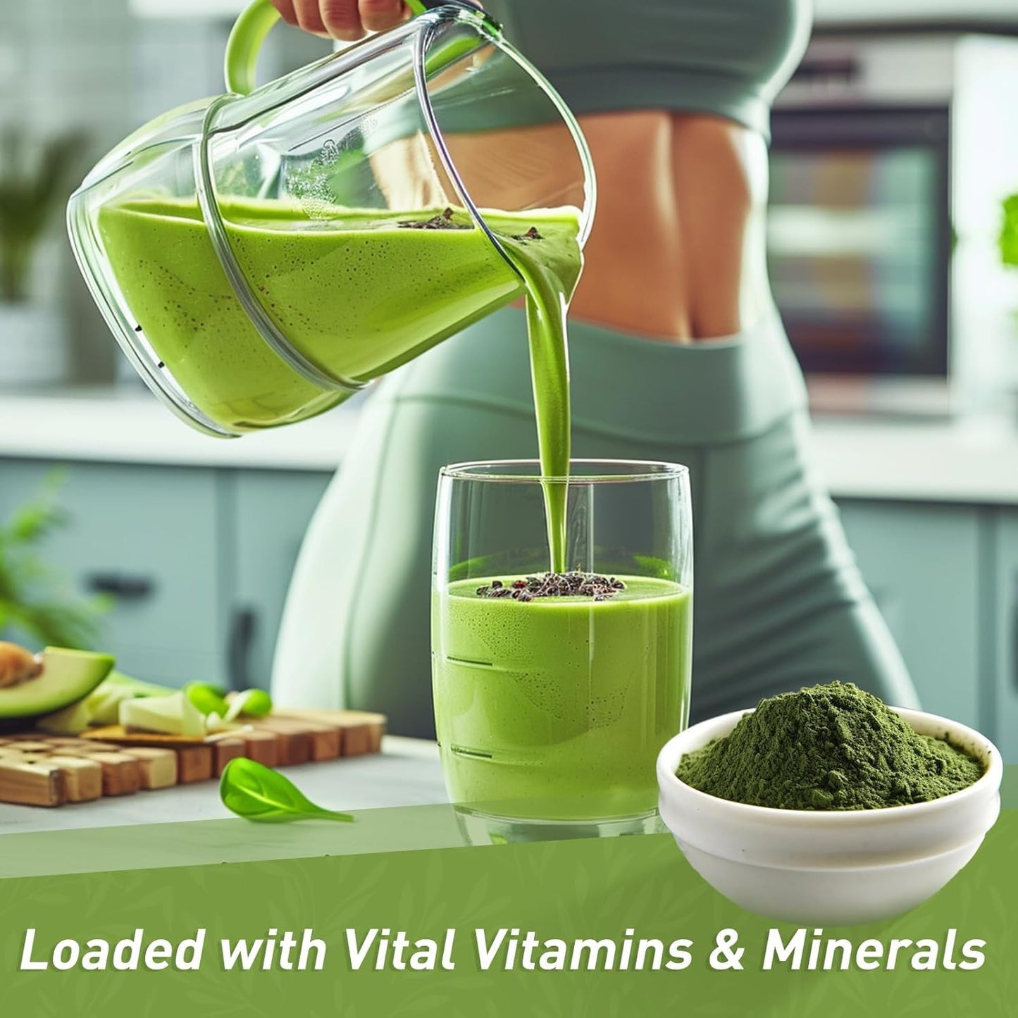 Unleash’d Organic Wheatgrass Powder 16 oz – 100% Pure Superfood, Rich in Vitamins, Fiber & Minerals for Immune Support & Wellness