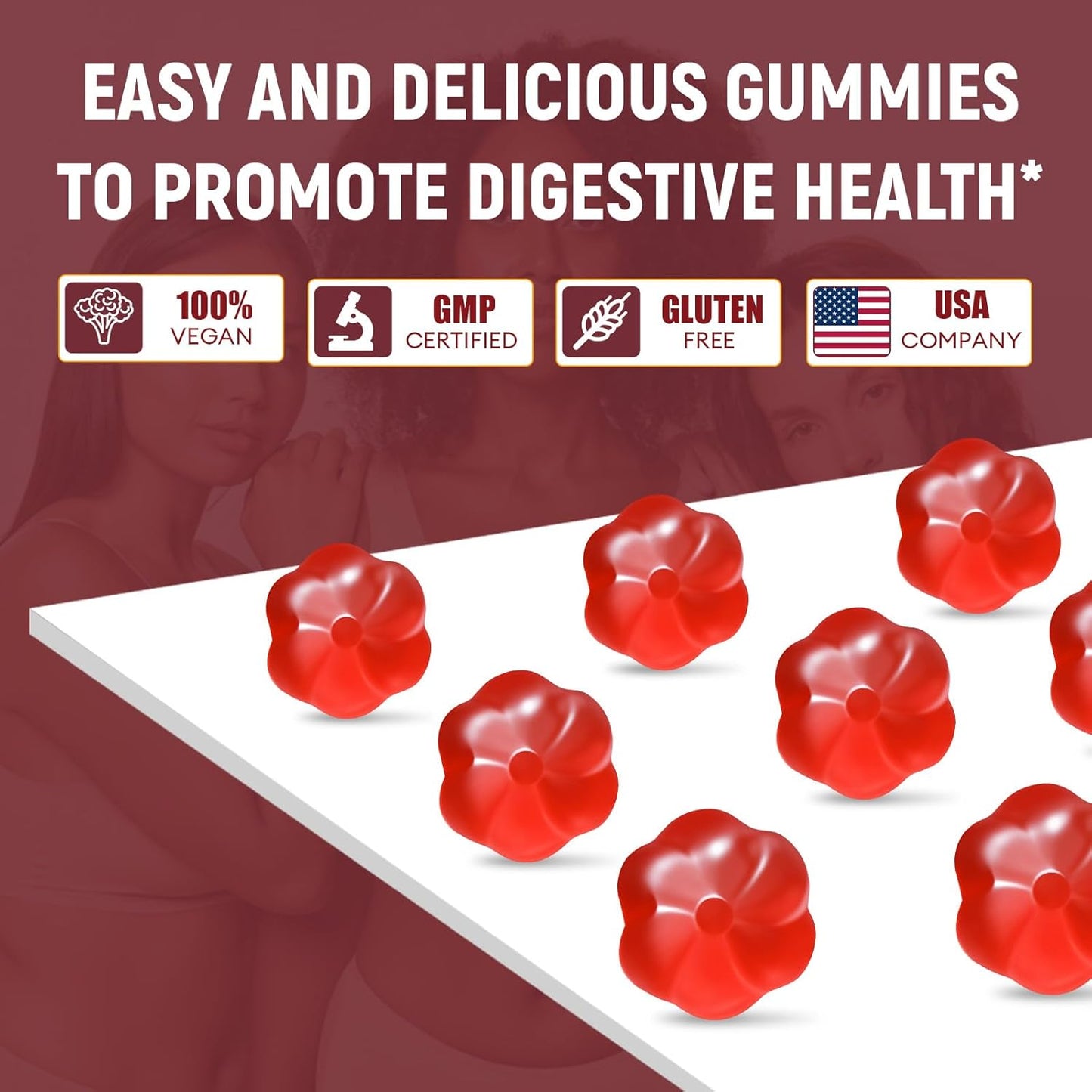 Migcopat Fiber Gummies with Probiotics,10G Fiber per Serving No Sugar Added Apple Flavor, with 10 Billion CFU Probiotics Blend, Apple Cider Vinegar, Vitamin C, Inulin, Bloating Support 90 Count