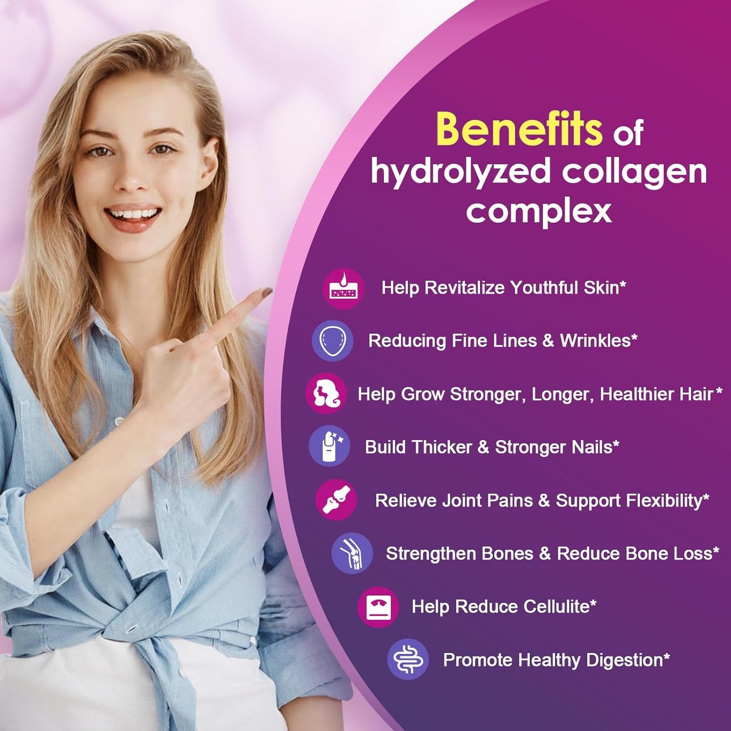 NATURE TARGET Multi Collagen Peptides Powder, 50 Servings | Type I, II, III, V, X, Hydrolyzed Collagen Peptides with Vitamin C, Hyaluronic Acid, Supports Skin Hair Nail & Joint, Non-GMO