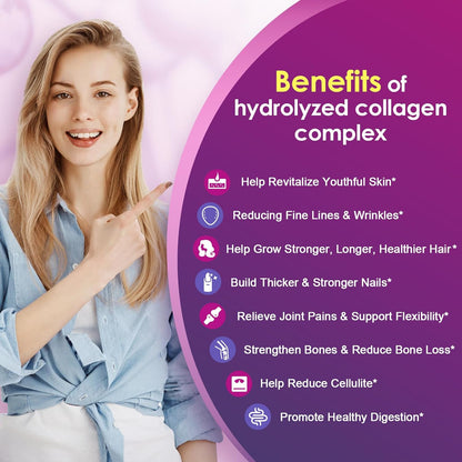 NATURE TARGET Multi Collagen Peptides Powder, 50 Servings | Type I, II, III, V, X, Hydrolyzed Collagen Peptides with Vitamin C, Hyaluronic Acid, Supports Skin Hair Nail & Joint, Non-GMO