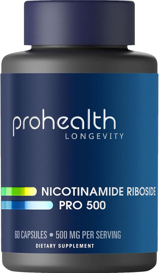 ProHealth Nicotinamide Riboside Pro 500 | 60 Capsules | 500 mg NR + 250 mg TMG | NAD+ Precursor for Cellular Energy, Mitochondrial Support & Healthy Aging | USA Manufactured, Triple Lab-Tested