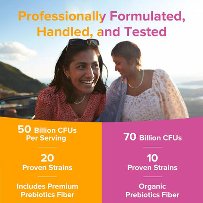 NewRhythm Gut & Feminine Health Bundle, Probiotics 50 Billion CFU & Women's Probiotics 70 Billion CFU, Daily Gut Health & Feminine Care, 90 Capsules Total (Pack of 2)