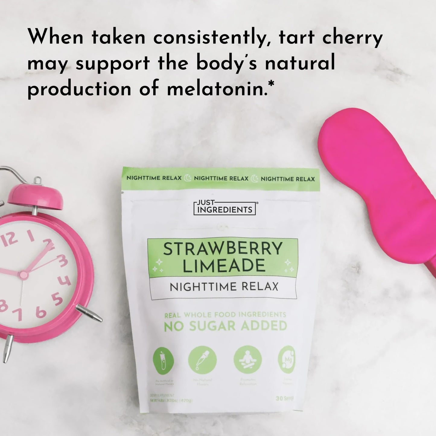 JUST INGREDIENTS Strawberry Limeade Sleep Support Powder - Nighttime Relaxation Supplement - 5.4 oz