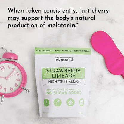 JUST INGREDIENTS Strawberry Limeade Sleep Support Powder - Nighttime Relaxation Supplement - 5.4 oz