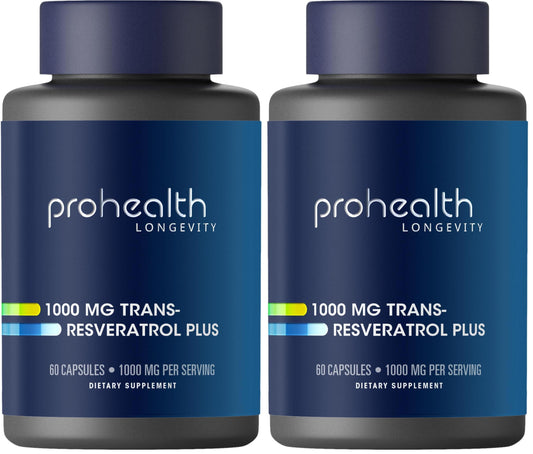 ProHealth Trans Resveratrol Plus 1000mg. Worlds Most Researched Trans-Res Supplement. Doctor Formulated with Quercetin & BioEnhancers for Max Potency. Lab Tested 98% Pure. 30 Servings (3 Pack)