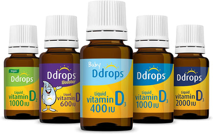 Ddrops Kids Booster 600IU 100 Drops - Daily Liquid Vitamin D for Kids. Support Strong Bones & Immune System in Children. No Preservatives, No Sugar, Non-GMO, Allergy-Friendly