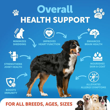 Omega 3 Fish Oil for Dogs + Pumpkin Powder Bundle - Skin & Coat Defense, Allergy Relief, High EPA & DHA - Digestive Support, Fiber for Gut Balance, Firm Stool, Constipation & Diarrhea Relief