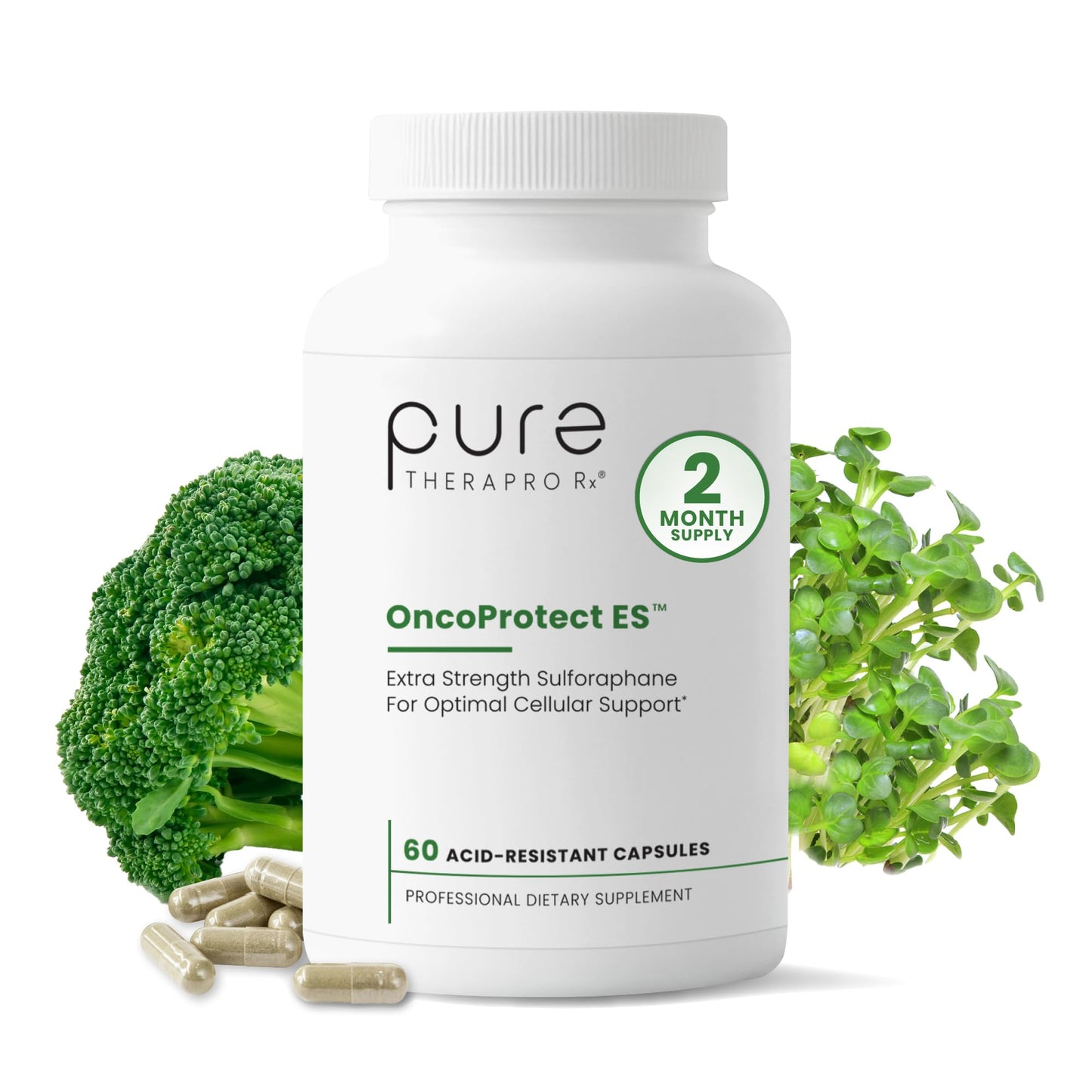 Pure Therapro Rx Extra Strength Sulforaphane Supplement from Broccoli Seed Extract | Made in USA | ONE Capsule Per Serving (Other Brands are 2 Caps!) | 3rd Party Tested | OncoProtect ES