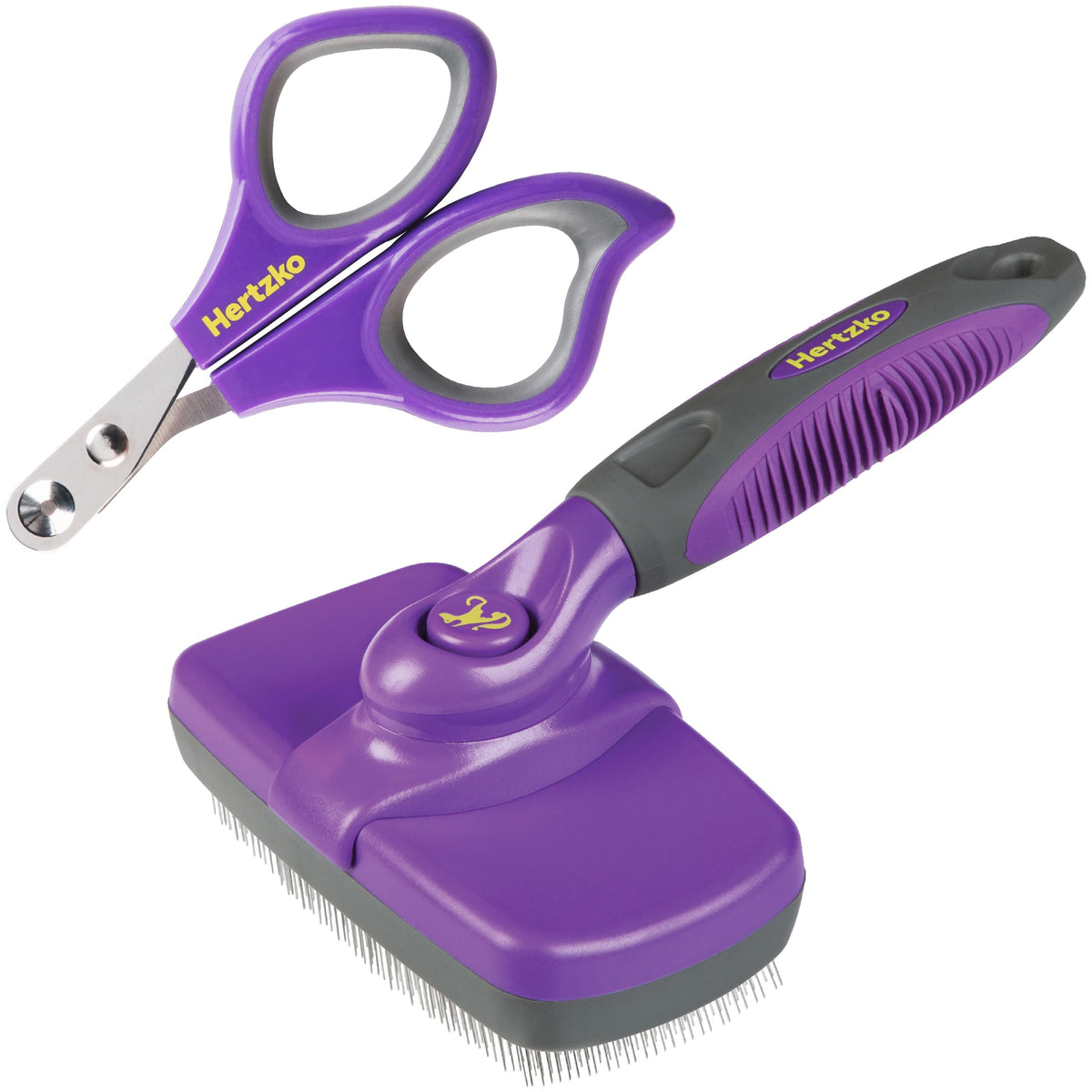 Hertko Dog & Cat Brush, Dog Brush for Shedding, Cat & Dog Grooming, Self Cleaning 