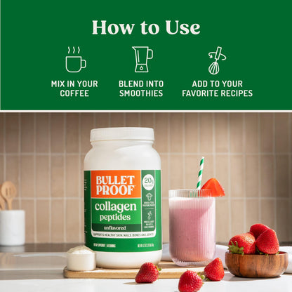 Bulletproof Unflavored Collagen Peptides Powder, 20g Grass-Fed Collagen Protein and Amino Acids for Skin, Bones and Joints, 17.6 Ounces