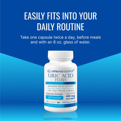 Approved Science Uric Acid Flush Supplement - Tart Cherry, Turmeric, Milk Thistle - Joint Support & Active Mobility - Made in USA - Vegan - 180 Capsules - 3 Month Supply