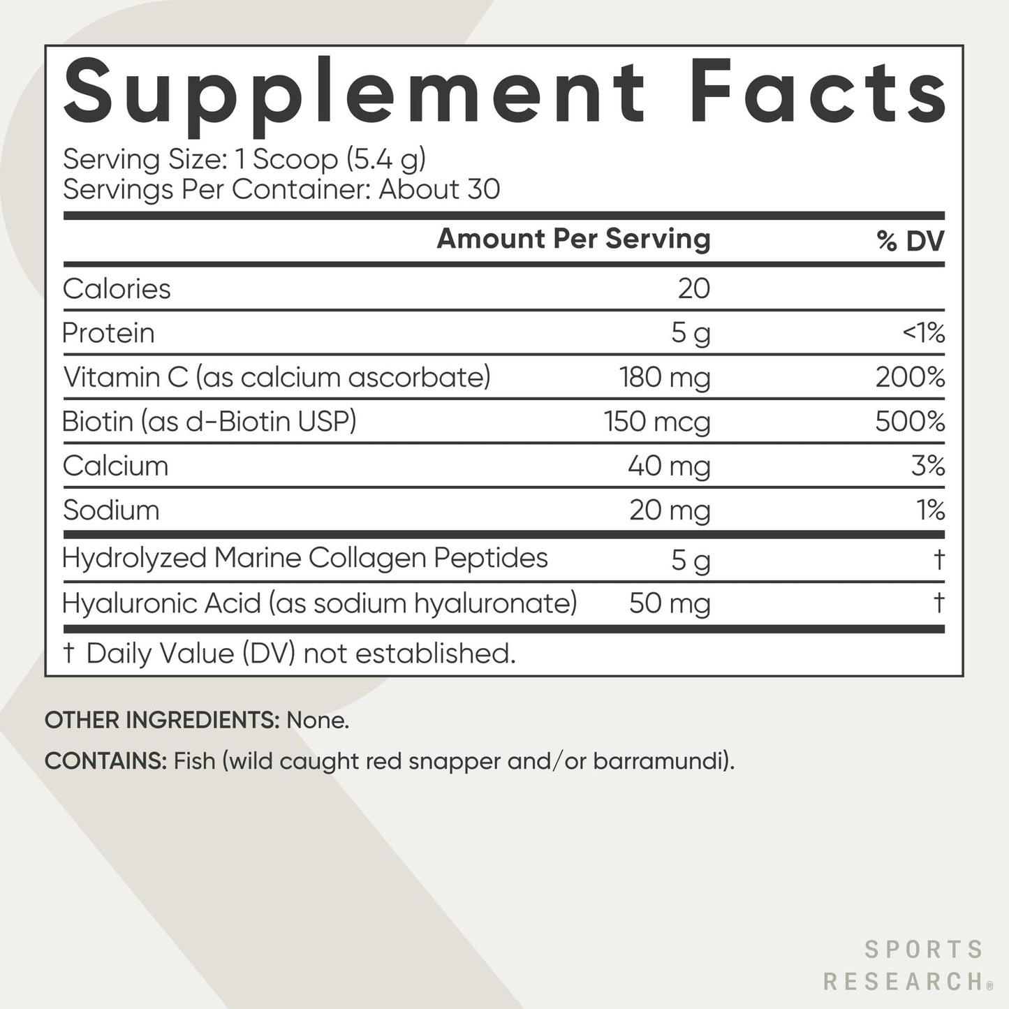 Sports Research Marine Collagen Peptides Powder - Sourced from Wild-Caught Fish, Pescatarian Friendly, Keto Certified & Non-GMO Tested - Easy to Mix in Water or Juice! (34 Servings)