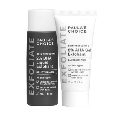 Paula's Choice SKIN PERFECTING 8% AHA Gel & 2% BHA Liquid Travel Duo, Facial Exfoliants