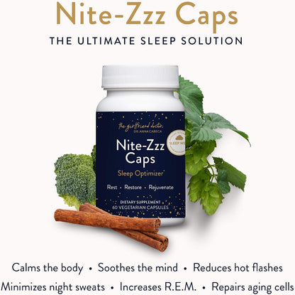 VIDAPURA Nite-Zzz Sleep Support by Dr. Anna Cabeca – Melatonin-Free Herbal Formula with Magnesium & L-Theanine – Supports Relaxation & Restful Sleep – 60 Capsules | Melatonin-Free Herbal Formula with Magnesium & L-Theanine – Supports Relaxation & Restful