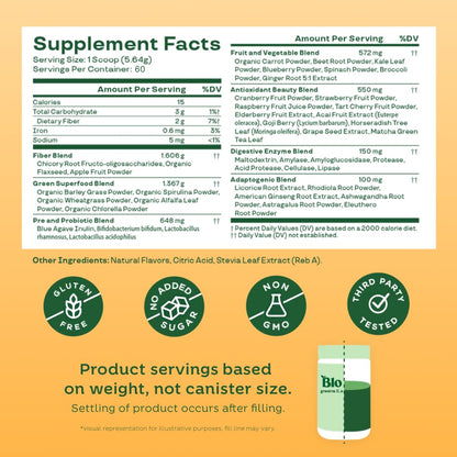 Bloom Nutrition Superfood Greens Powder, Berry, 30 Servings | Digestive Enzymes with Probiotics and Prebiotics, Gut Health, Bloating Relief for Women, Chlorella, Green Juice Mix
