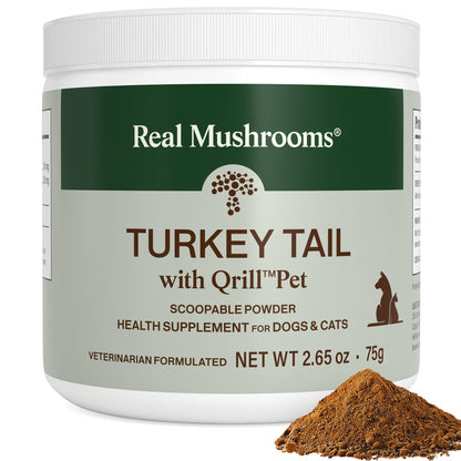 Real Mushrooms Turkey Tail Capsules for Pets –Cat Probiotics & Dog Vitamins – Organic Mushroom Supplement for Dogs & Cats – Supports Daily Balance & Well-Being Non-GMO, 90 ct
