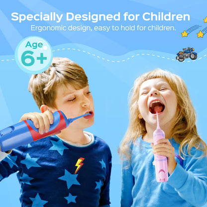 COSLUS C31 Kids Water Dental Flosser, Safe & Gentle for Ages 6+, Blue White