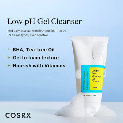 COSRX Low pH Good Morning Gel Cleanser, Daily Mild Face Cleanser for Sensitive Skin