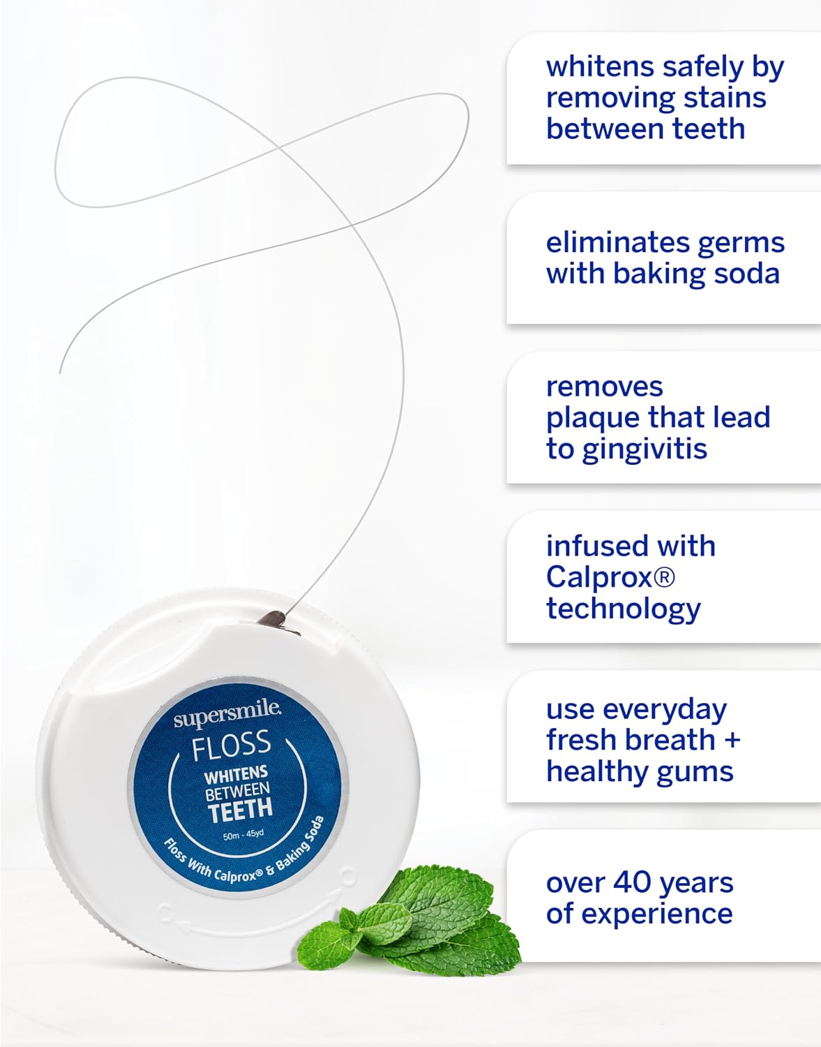 Supersmile Professional Whitening Dental Floss, Shred-Resistant Mint