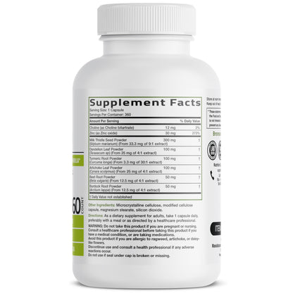 Bronson Liver Detox Advanced Detox & Cleansing Formula 60 Capsules | Liver Health Support with Milk Thistle, Dandelion Extract, Turmeric, Artichoke Leaf & Beet Root, Non-GMO, Soy-Free
