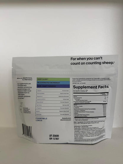 The Absorption Company Sleep Powder, Calming Drink with Liposomal Saffron, Magnesium & PharmaGABA Melatonin-Free, Chamomile Lemonade (28 Servings)