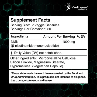 NMN Supplement 1000mg Pure Organic Nicotinamide Mononucleotide - NMN NAD Supplement for Anti-Aging, Longevity, Cellular, and Energy Supplements – Suitable for Women and Men Energy Support - 120 Count