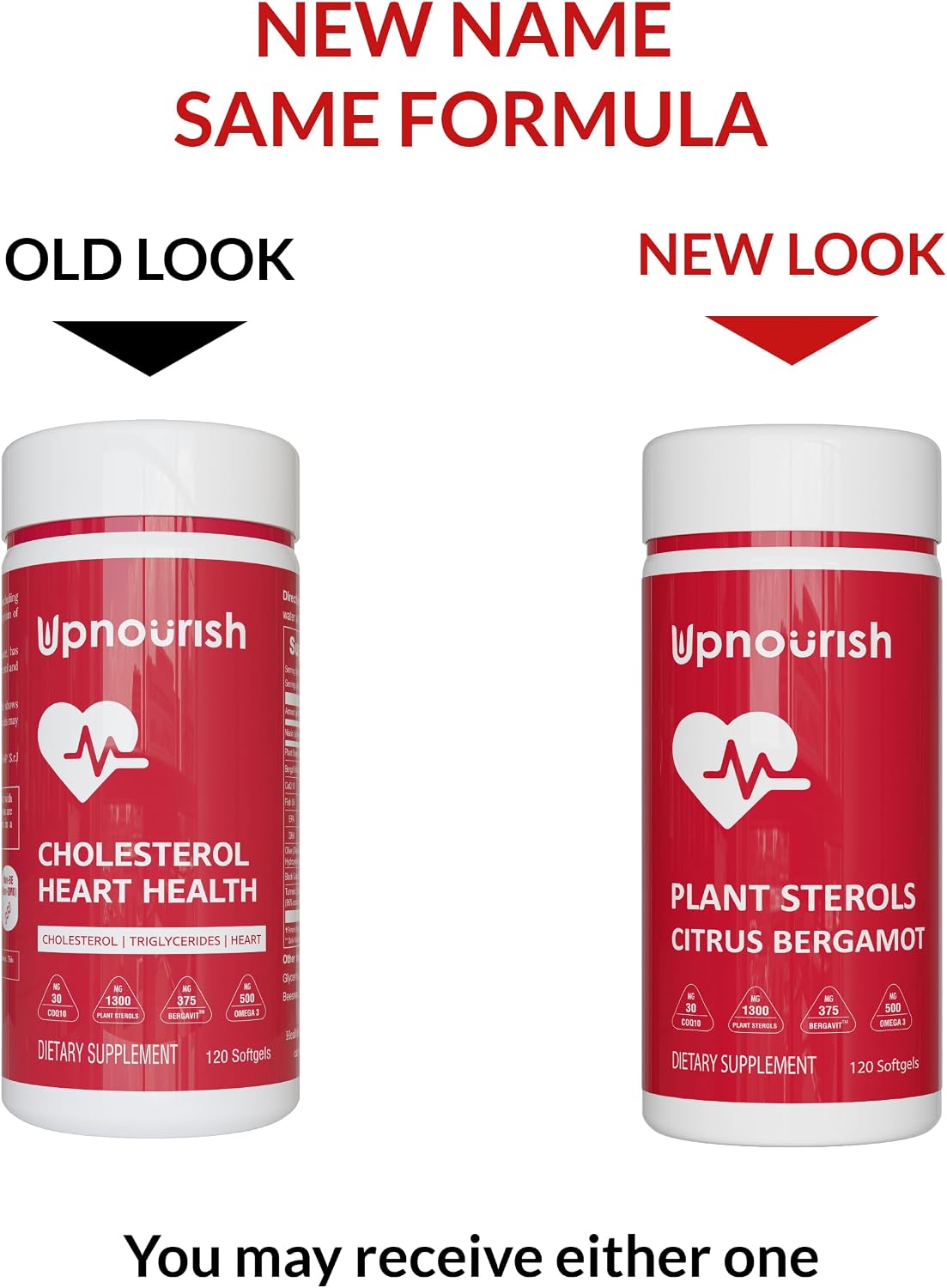 UpNourish Plant Sterols Citrus Bergamot Supplement with CoQ10, Omega 3, Olive Leaf, Turmeric Curcumin, Black Garlic and Niacin - 120 Softgels