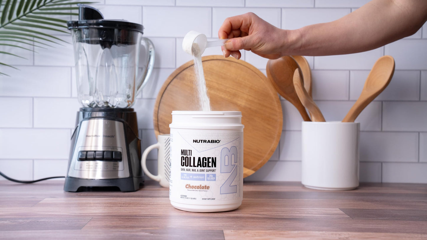 NutraBio Multi Collagen Powder - Hydrolyzed Collagen Peptides for Glowing Hair & Skin - Grass-Fed - Collagen Powder for Women and Men - 40 Servings- Unflavored