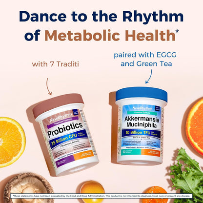 NewRhythm Probiotics 35 Billion CFU, Mushroom Probiotics Supplement for Women & Men, 7 Mushroom Extract, Turkey Tail, Reishi, Lion's Mane, Natural Prebiotics, Digestive & Immune, 30 Caps
