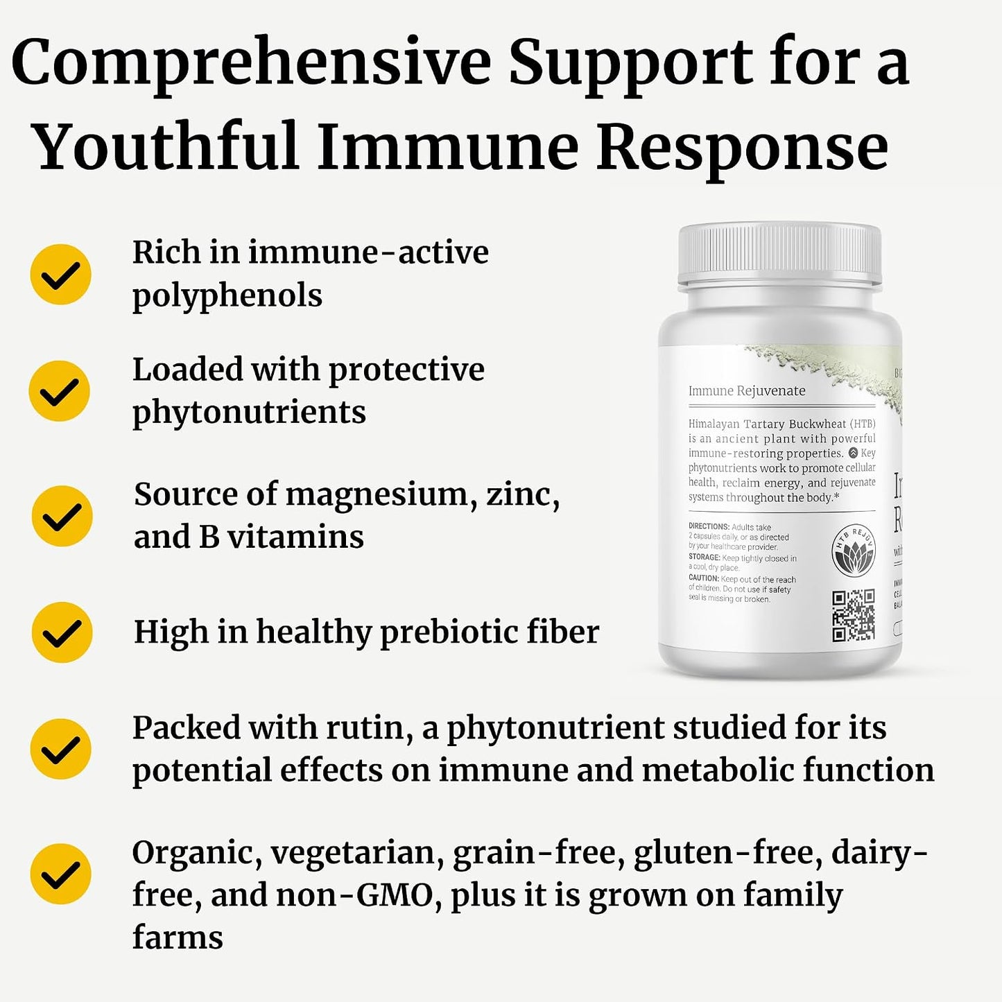 BIG BOLD HEALTH HTB Immune Rejuvenate - Himalayan Tartary Buckwheat - Polyphenols Supplement for Immune Support - Gluten Free, Dairy Free, Non-GMO Formula - 120 Vegetarian Capsules (2 Month Supply)