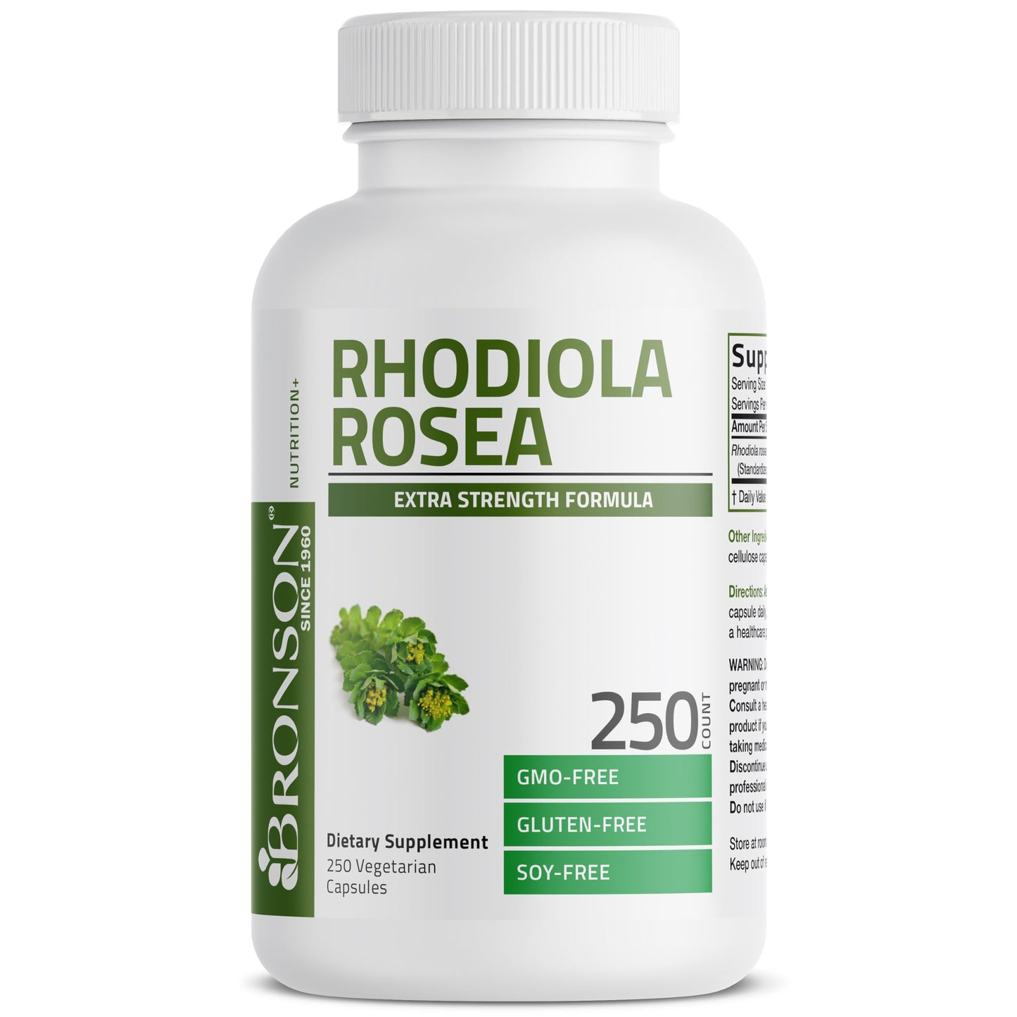 Bronson Rhodiola Rosea Adaptogen for Stress, Mood & Energy, 60 Capsules | Brain Health Support, Vegetarian, Non-GMO, Gluten-Free & Soy-Free
