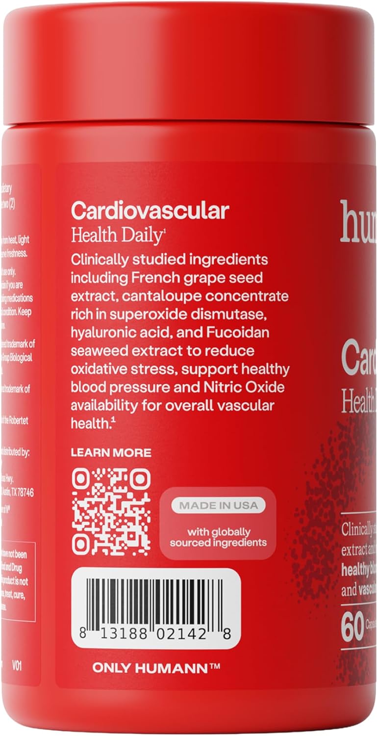 HumanN Daily Wellness, Grape Seed Extract Capsules & Hyaluronic Acid Circulation Supplements, Plant-Based Non-GMO, 60 Capsules