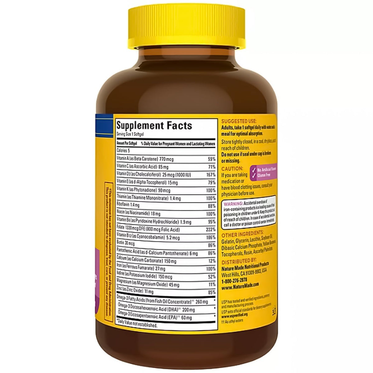 Nature Made Prenatal with Folic Acid + DHA, 200mg Prenatal Vitamin and Mineral Supplement