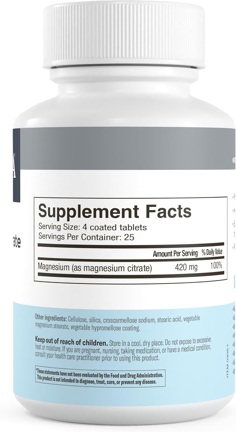 FREEDA Magnesium Citrate Powder for Bone, Joint, & Muscle Support 100 Count | Supports Nerve Health, Relaxation, Sleep, Metabolism, & Digestive Function – Kosher, Vegan, Gluten-Free, Made in USA