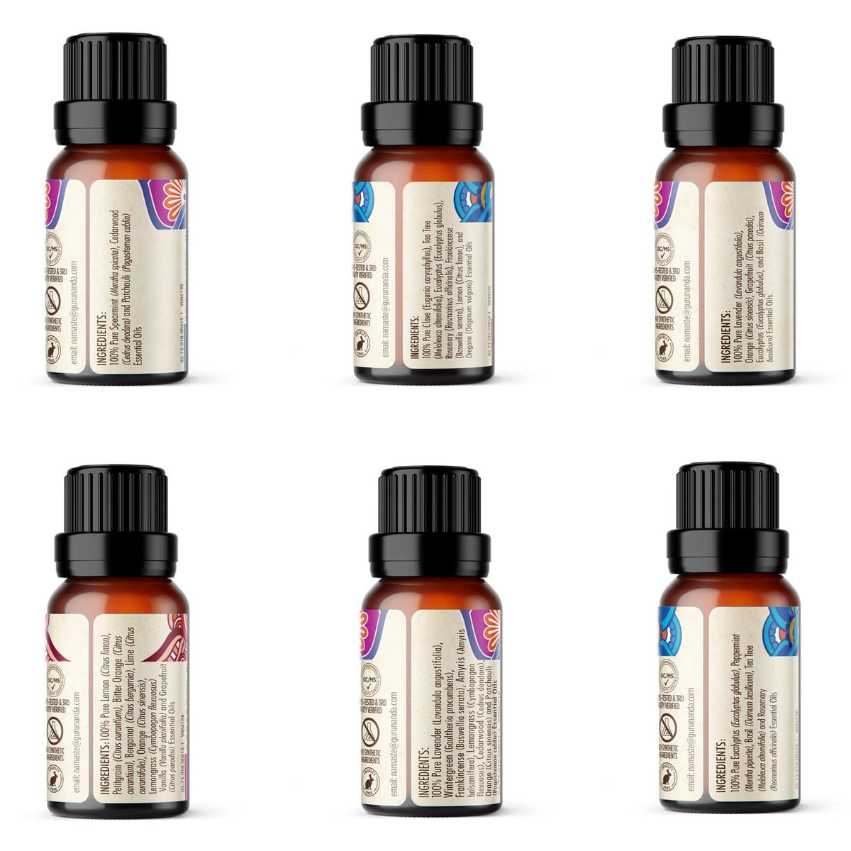 GuruNanda Essential Oils (Set of 12) with Wooden Storage Gift Box- 100% Pure & Undiluted Oils- Perfect for Aromatherapy, Massage, Beauty, Hair Care & Diffusers (Contains 6 Blends & 6 Singles)