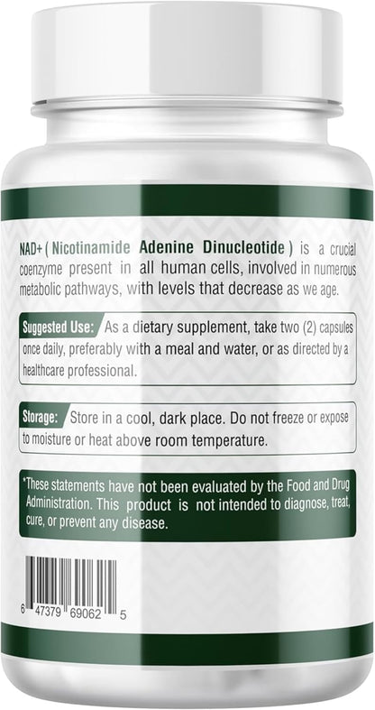 Probase Nutrition NAD Supplement 500mg High Potency 30 Day Supply NAD Maximizer Similar to Nicotinamide Riboside Vegan Non GMO Third Party Tested