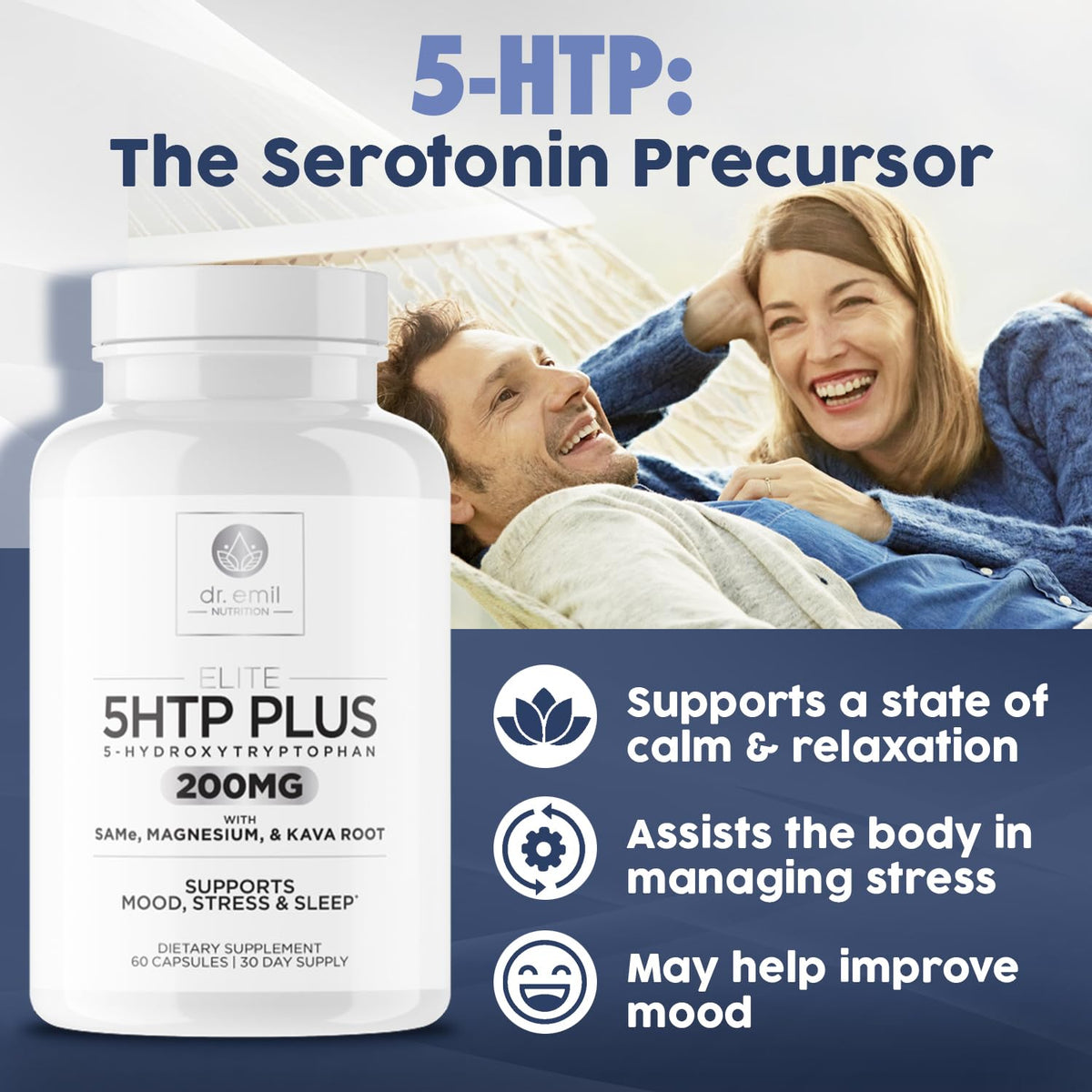 200 MG 5-HTP Elite with Kava Root Extract, Magnesium & SAM-e to Maintain Normal