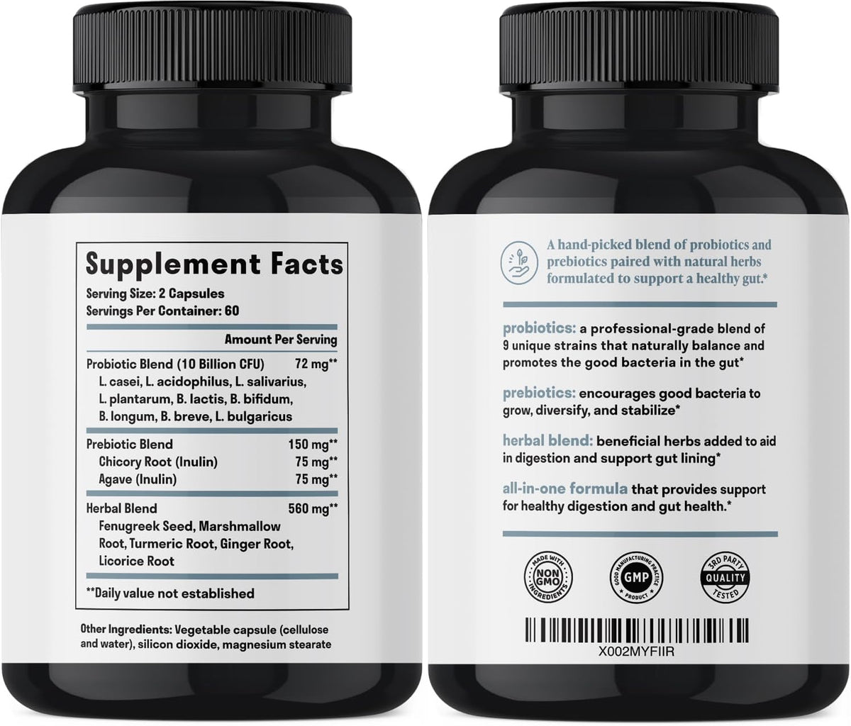 Nuven Naturals All-in-One Gut Health w/Probiotics, Prebiotics, Digestion-Supporting Herbs, and Adaptogens - Leaky Gut Repair Formula to Support Gut Lining, Aid in Digestion, and Promote Good Bacteria | Gut Health for Women & Men to Support Digestive Healt
