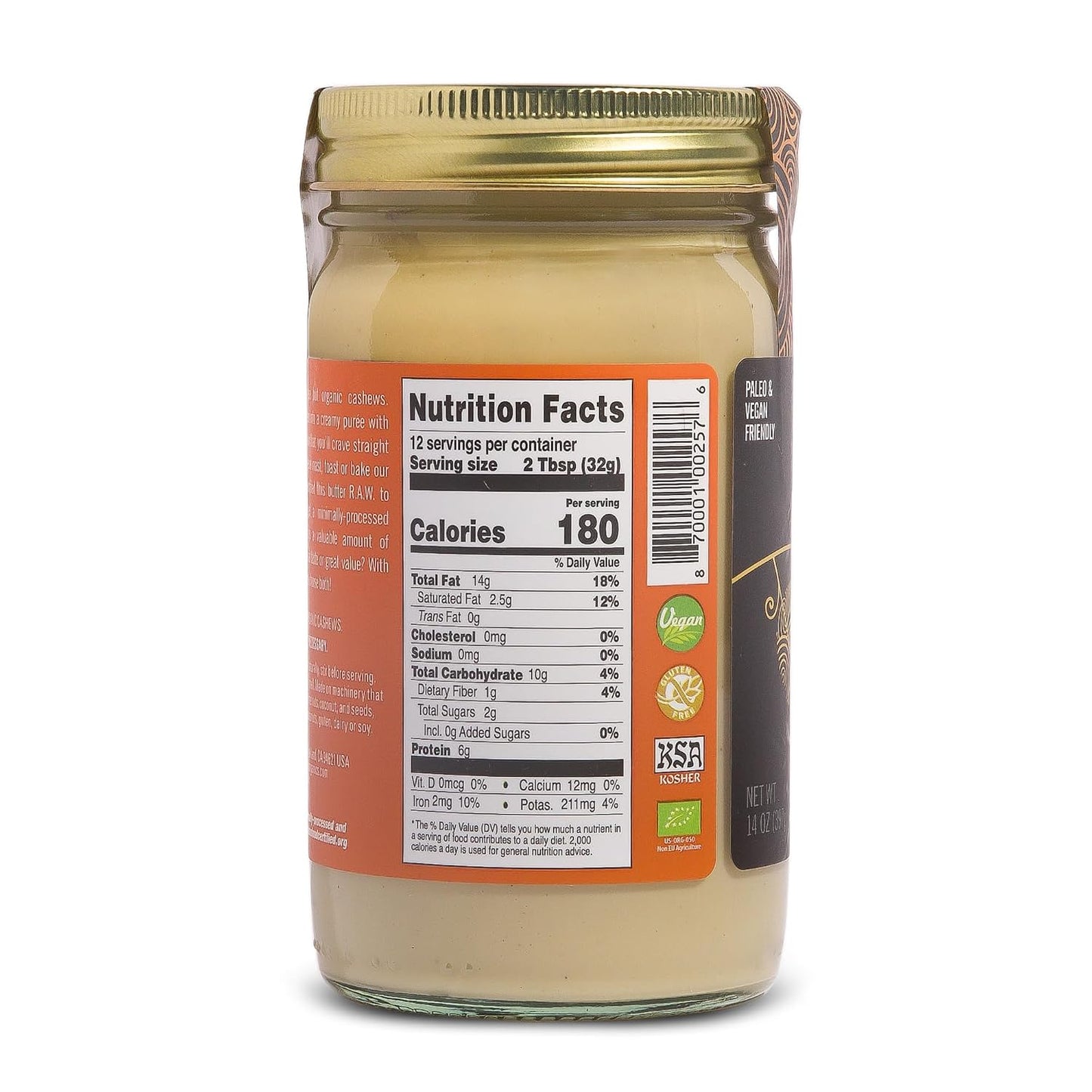 Artisana Organics Raw Cashew Butter - No Sugar Added, Vegan and Paleo Friendly, Non GMO, 14oz Jar