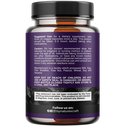 Natures Craft Activated Charcoal Pills Detox & Cleanse - Purifying Coconut Capsules with 1200 mg Per Serving for Bloating Relief - Active Detox Supplement for Body & Gut Health -180 Count