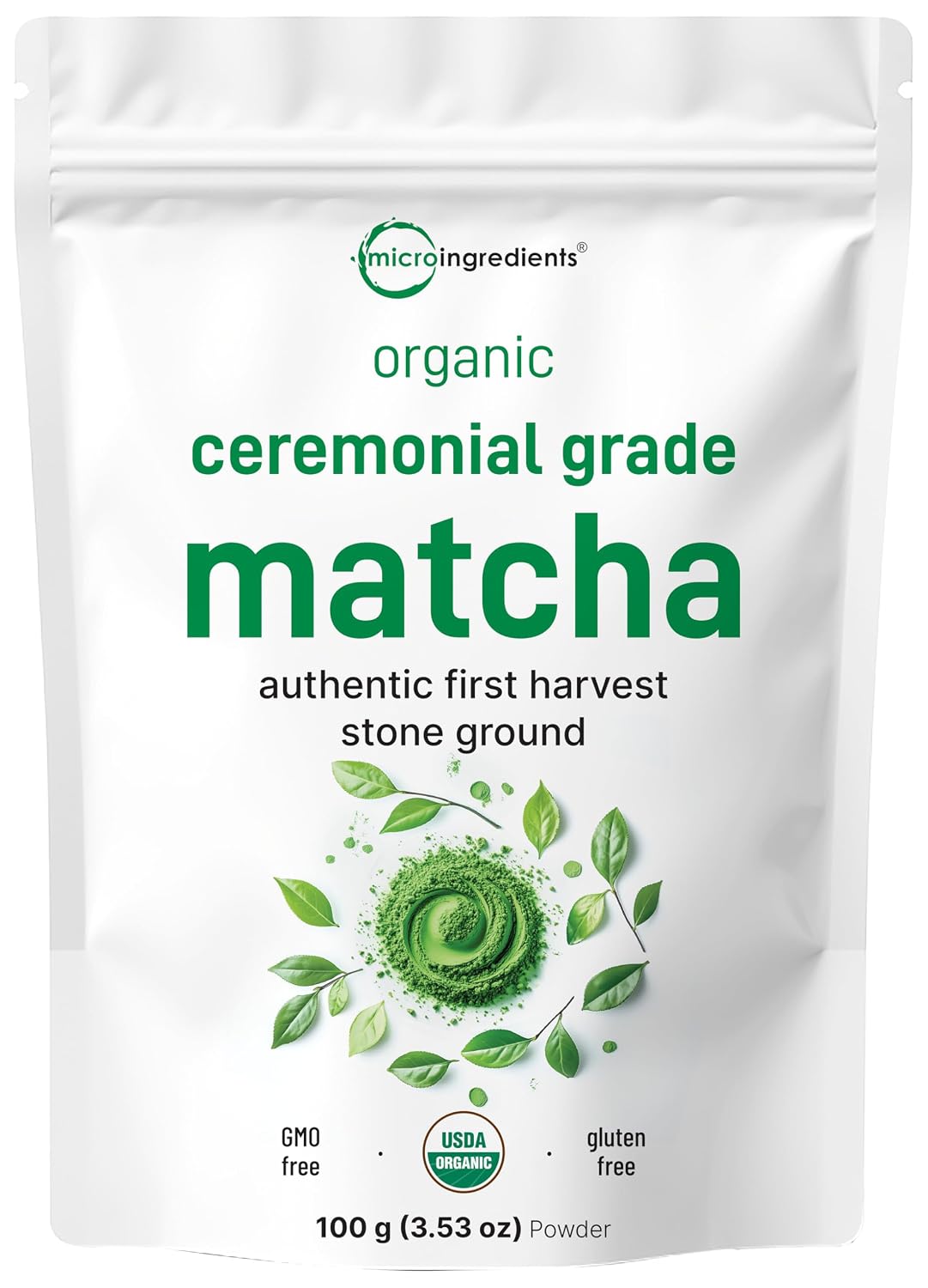 Micro Ingredients Organic Ceremonial Grade Matcha Powder, 100 Servings | Authentic Japanese First Harvest Matcha Green Tea Powder For Barista-Grade Latte, Beverage & Baking