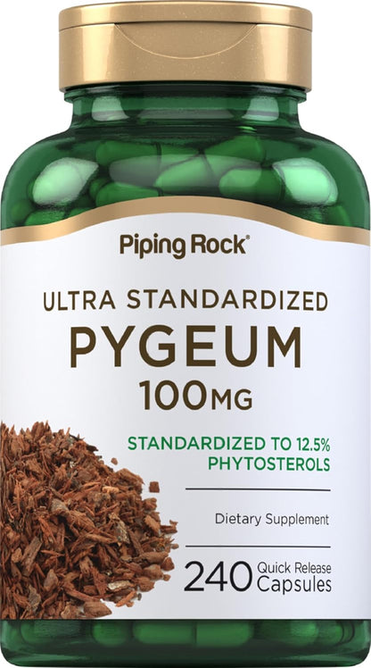 Piping Rock Pygeum | 100mg | 240 Capsules | Supplement for Men & Women | Pygeum Africanum Bark Extract | Ultra Standardized Phytosterols | Non-GMO, Gluten Free