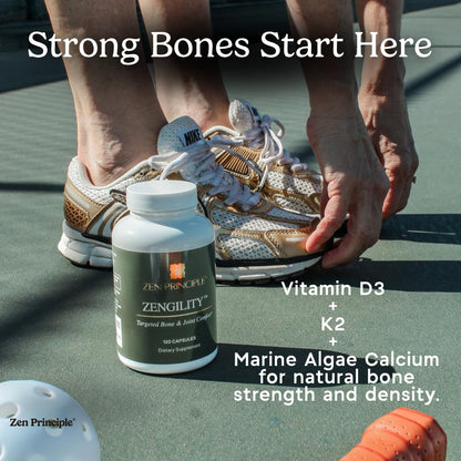 Zen Principle Zengility™ Joint Support & Bone Strength Supplement – Fast-Acting Relief with MSM, Plant Calcium, Vitamin K2 & D3. Shellfish-Free Vegan Formula for Mobility & Comfort. 240 Capsules